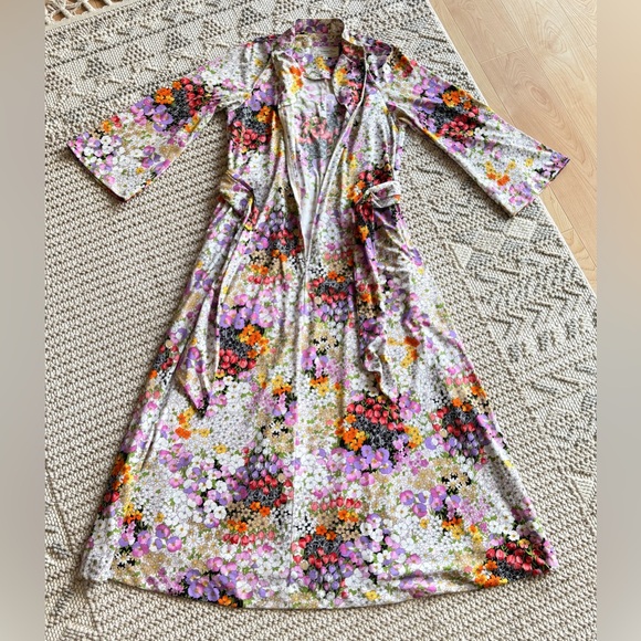 Christian Dior Loungewear Vintage Floral Print Dressing House Coat / Dress Sz M - Picture 13 of 14